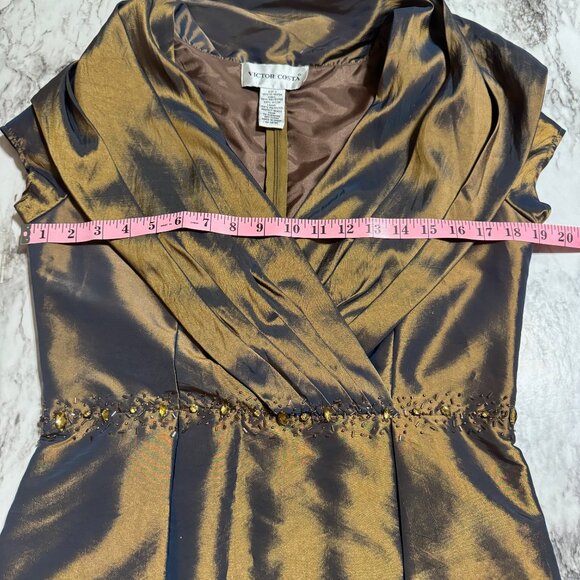 🎉😀CLEARANCE SALE!!😀🎉VICTOR COSTA NWT Vintage Beaded Satin Wrap Style Top - Picture 6 of 8
